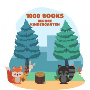 1000 books before kindergarten with forest trees and animals